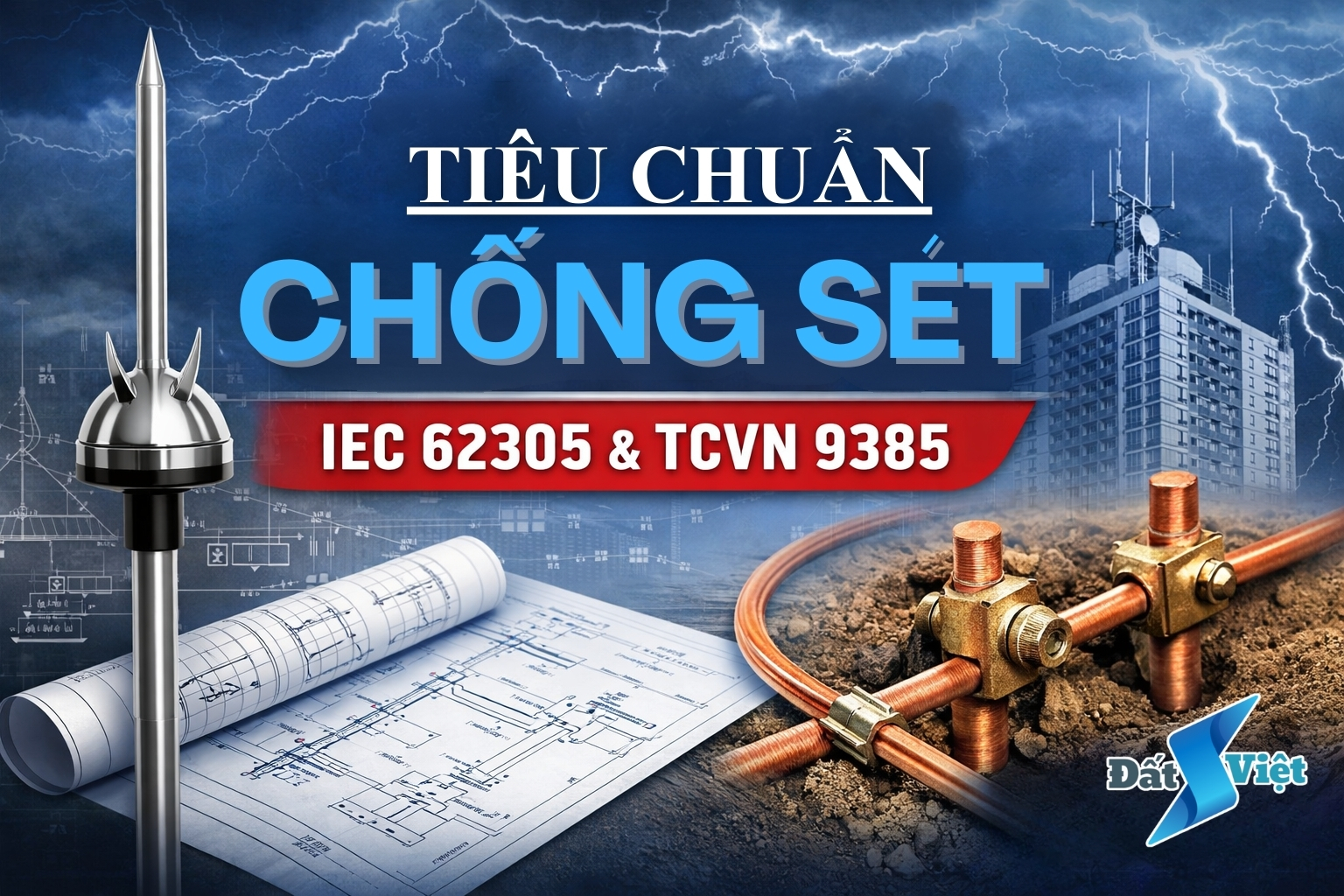 Tiêu chuẩn chống sét theo IEC 62305 và TCVN 9385 – Giải pháp thiết kế, thi công hệ thống chống sét an toàn cho công trình do Chống Sét Đất Việt thực hiện