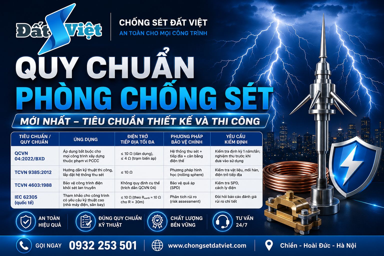 Quy chuẩn phòng chống sét theo TCVN 9385:2012 và IEC 62305