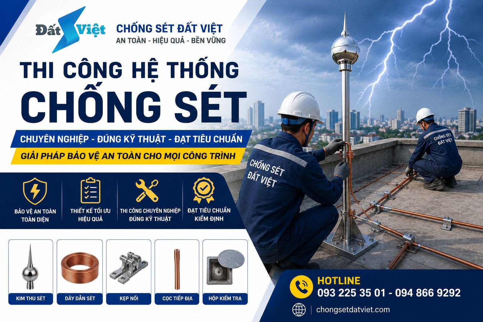Thi công hệ thống chống sét